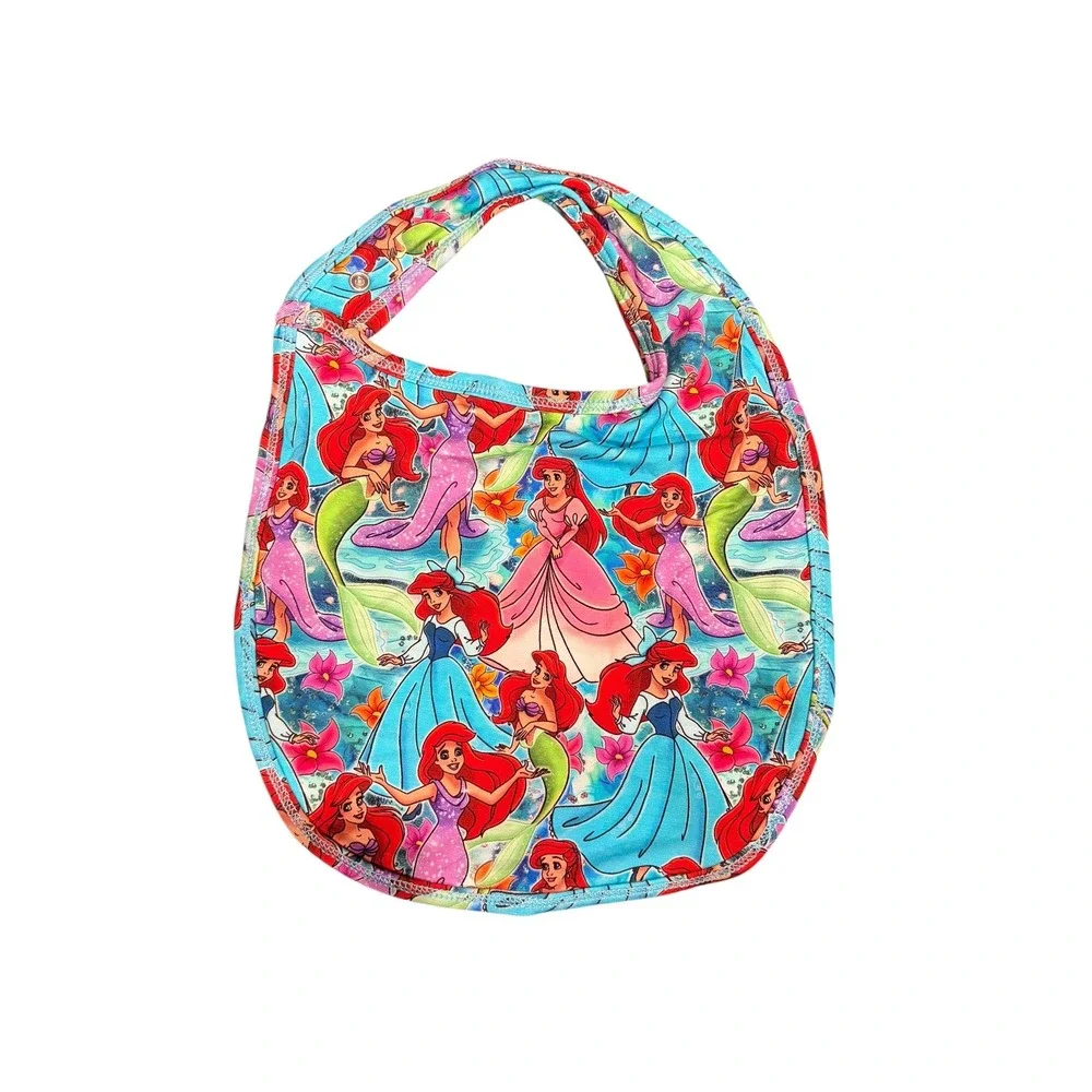 Disney‎ The Little Mermaid Ariel Princess Bamboo Baby Bib Snap Closure Turquoise